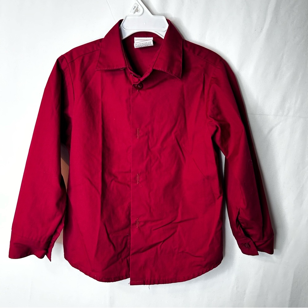 025 Van Heusen Vibrant Red Kids Boys Tod Button Down Shirt Long Sleeve Size 4T
